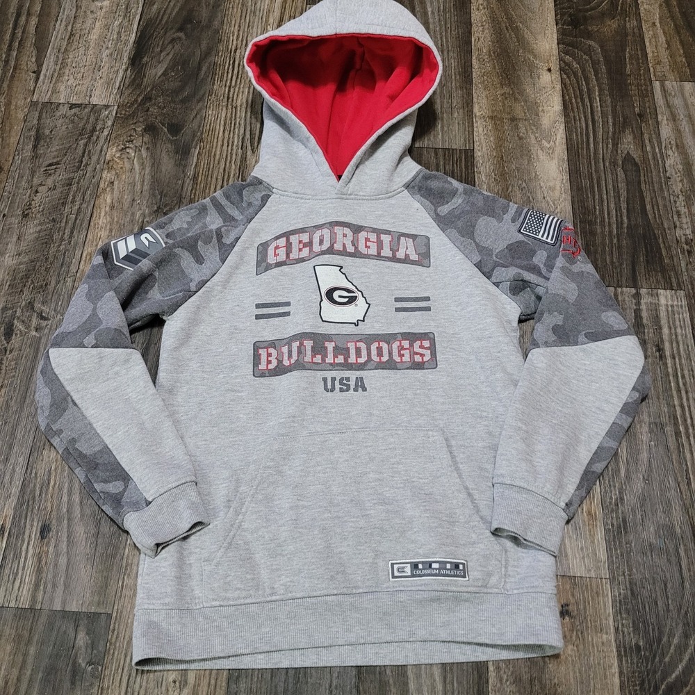 Georgia Bulldogs Hoodie Gray NCAA Football Colosseum OHT YOUTH BOYS Medium